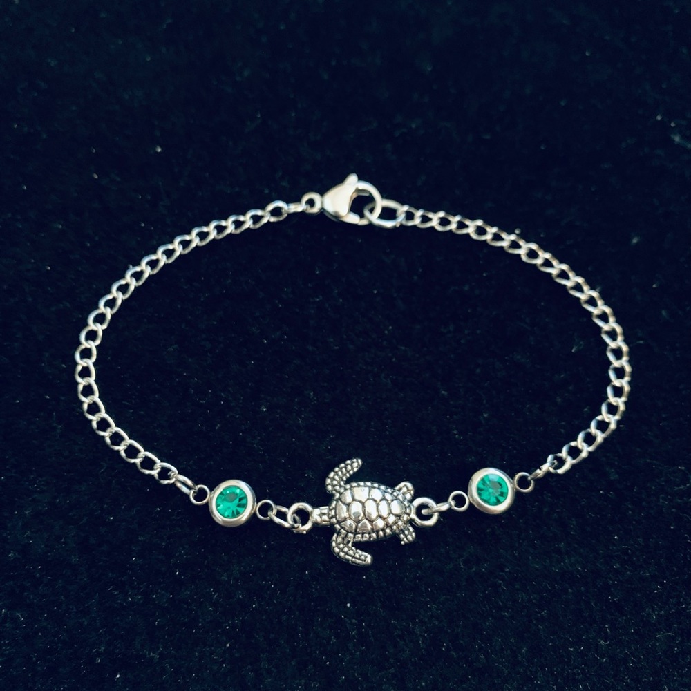Turtle bracelet (or anklet) with rhinestones - Picture 5 of 7